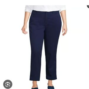 Lands End Size 18W Womens Blue Cropped Pants Summer Casual Chino Pant